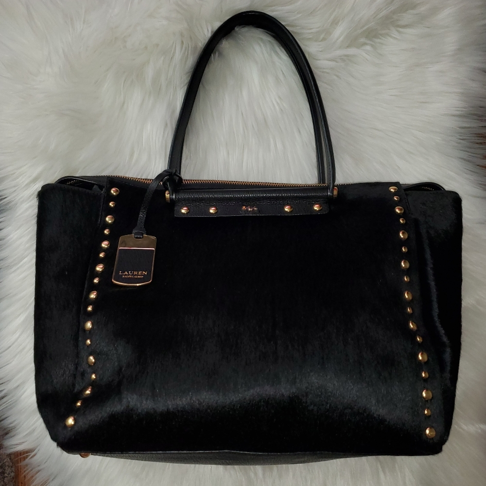 Ralph Lauren calf hair black tote EUC gorgeous! Large size